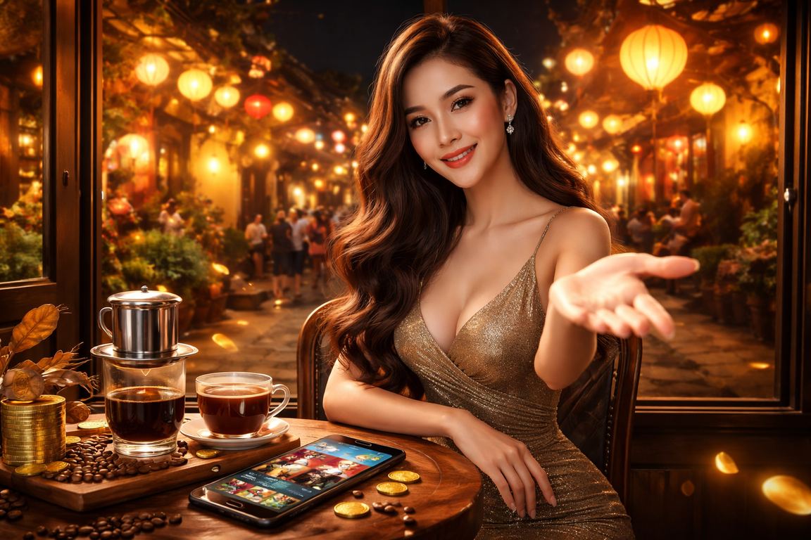 Người dùng cá cược thể thao tại Hội An bên cốc cà phê sáng sớm