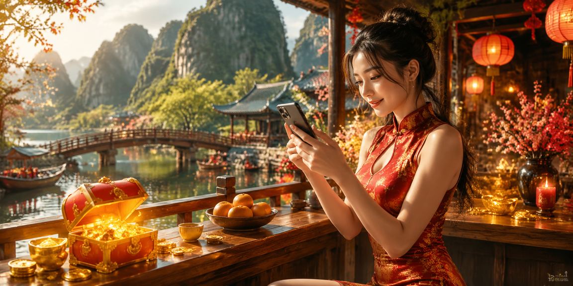 Người dùng trải nghiệm casino di động tại lễ hội Tết Ninh Bình với điện thoại thông minh